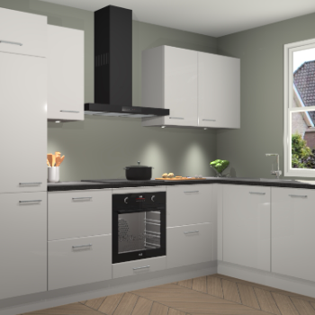 Zijdegrijze hoogglans keuken Geneve 110858