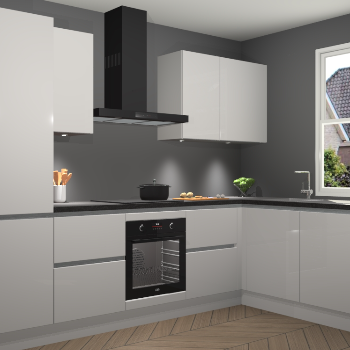 Zijdegrijze hoogglans greeploze keuken Geneve 110859