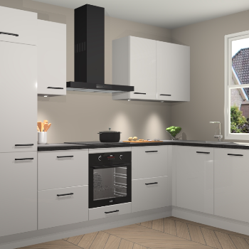 Zijdegrijze hoogglans keuken Geneve 110860