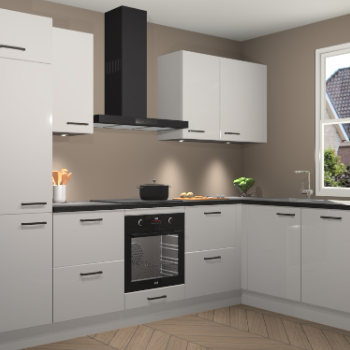 Zijdegrijze hoogglans keuken Geneve 110861