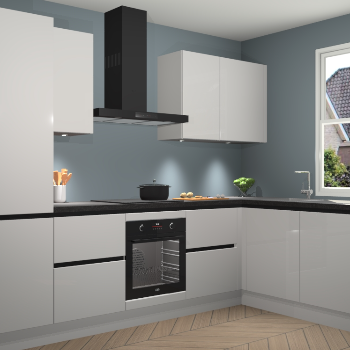 Zijdegrijze hoogglans greeploze keuken Geneve 110862