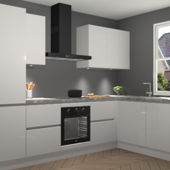 Zijdegrijze hoogglans greeploze keuken Geneve 111011