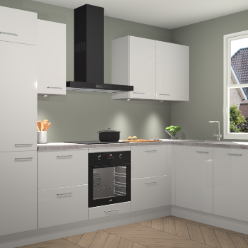 Zijdegrijze hoogglans keuken Geneve 111025