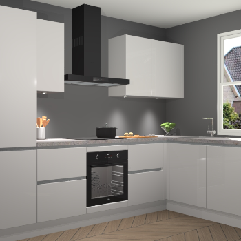 Zijdegrijze hoogglans greeploze keuken Geneve 111026