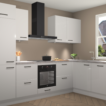 Zijdegrijze hoogglans keuken Geneve 111028