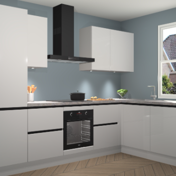 Zijdegrijze hoogglans greeploze keuken Geneve 111029