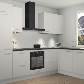 Zijdegrijze hoogglans keuken Geneve 111075