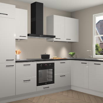 Zijdegrijze hoogglans keuken Geneve 111078