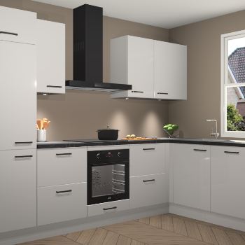 Zijdegrijze hoogglans keuken Geneve 111079