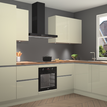Magnolia hoogglans greeploze keuken Geneve 111092