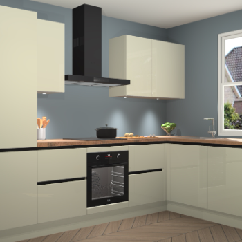 Magnolia hoogglans greeploze keuken Geneve 111095