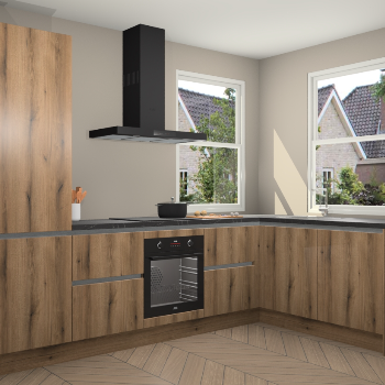 Goud Eiken greeploze keuken Salzburg 111302