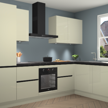 Magnolia hoogglans greeploze keuken Geneve 111271