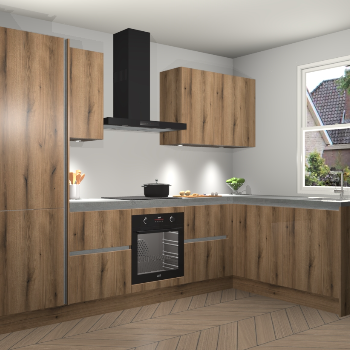 Goud Eiken greeploze keuken Bazel 111879