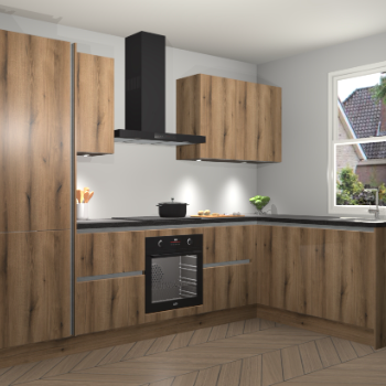 Goud Eiken greeploze keuken Bazel 111887