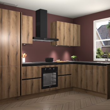 Goud Eiken greeploze keuken Bazel 111890