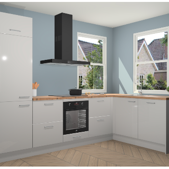 Zijdegrijze hoogglans keuken Salzburg 111411