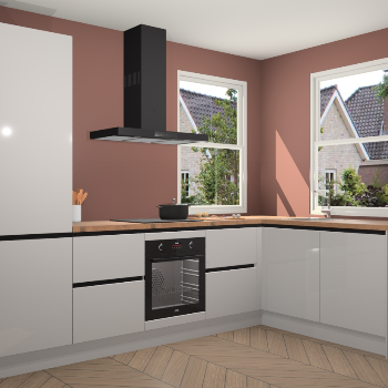 Zijdegrijze hoogglans greeploze keuken Salzburg 111419