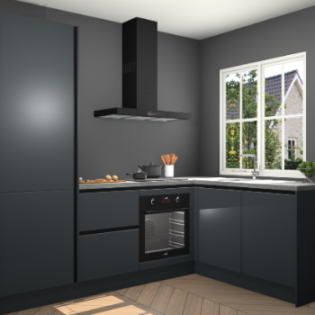 Onyxgrijze greeploze keuken Linz 111696