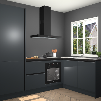 Onyxgrijze greeploze keuken Linz 111702