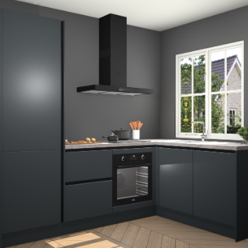 Onyxgrijze greeploze keuken Linz 111714