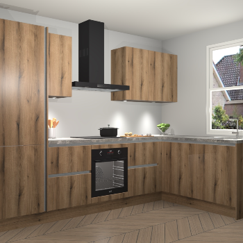 Goud Eiken greeploze keuken Bazel 112010