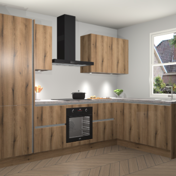 Goud Eiken greeploze keuken Bazel 112072