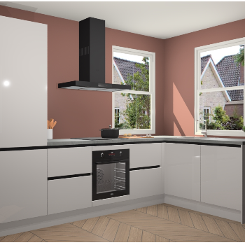 Zijdegrijze hoogglans greeploze keuken Salzburg 111752