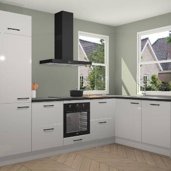 Zijdegrijze hoogglans keuken Salzburg 111743