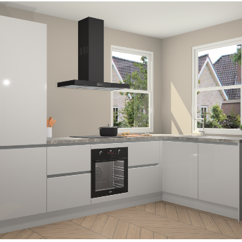 Zijdegrijze hoogglans greeploze keuken Salzburg 111739