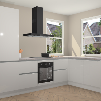 Zijdegrijze hoogglans greeploze keuken Salzburg 111740