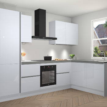 Sneeuwwitte hoogglans greeploze keuken Bazel 112322