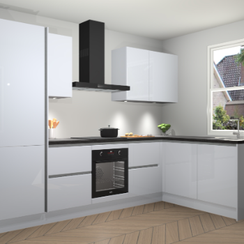 Sneeuwwitte hoogglans greeploze keuken Bazel 112333