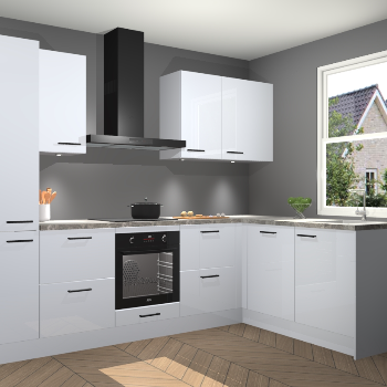 Sneeuwwitte hoogglans keuken Bazel 112341