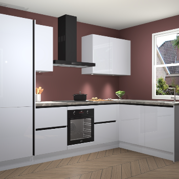 Sneeuwwitte hoogglans greeploze keuken Bazel 112343