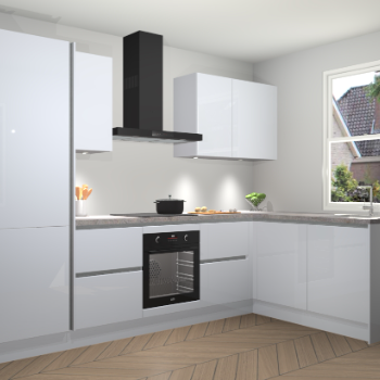 Sneeuwwitte hoogglans greeploze keuken Bazel 112364
