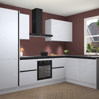 Sneeuwwitte hoogglans greeploze keuken Bazel 112444