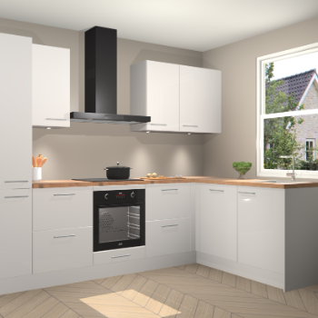 Zijdegrijze hoogglans keuken Bazel 112447