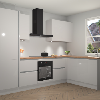 Zijdegrijze hoogglans greeploze keuken Bazel 112449