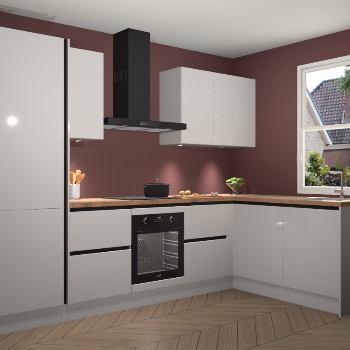 Zijdegrijze hoogglans greeploze keuken Bazel 112452