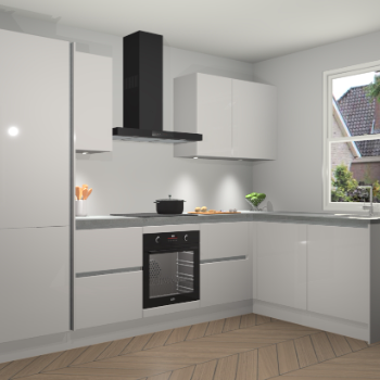 Zijdegrijze hoogglans greeploze keuken Bazel 112501