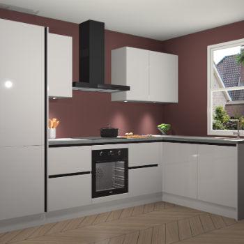 Zijdegrijze hoogglans greeploze keuken Bazel 112504