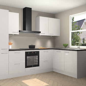 Zijdegrijze hoogglans keuken Bazel 112511