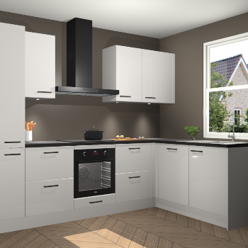 Zijdegrijze hoogglans keuken Bazel 112515