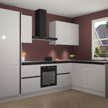 Zijdegrijze hoogglans greeploze keuken Bazel 112516