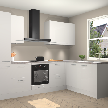 Zijdegrijze hoogglans keuken Bazel 112558