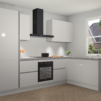 Zijdegrijze hoogglans greeploze keuken Bazel 112560