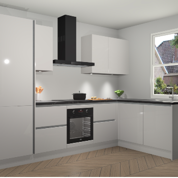 Zijdegrijze hoogglans greeploze keuken Bazel 112611