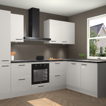 Zijdegrijze hoogglans keuken Bazel 112613