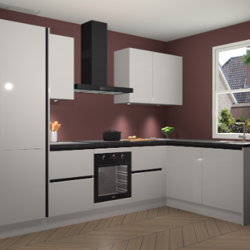 Zijdegrijze hoogglans greeploze keuken Bazel 112614